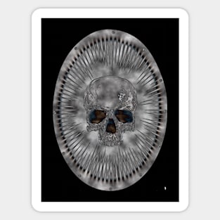 Grey skull, grey background. Sticker